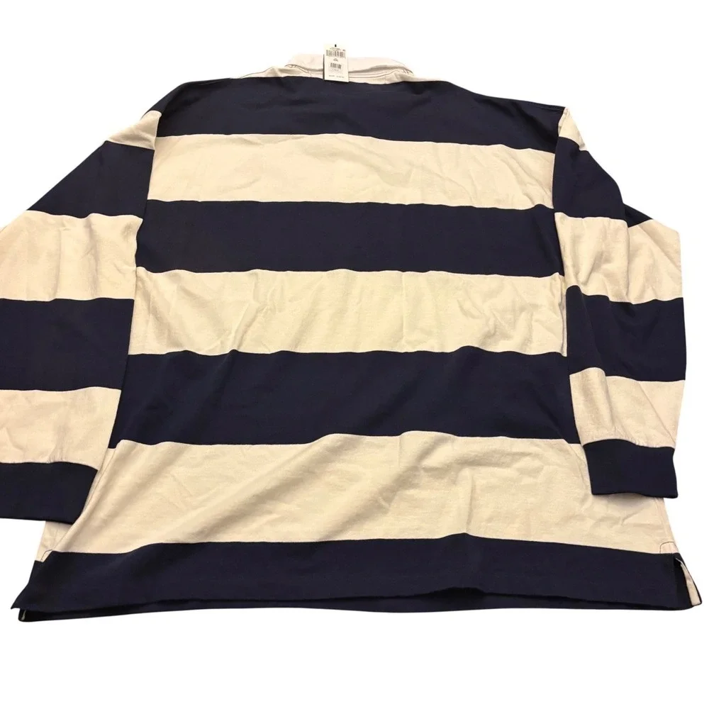 Polo Ralph Lauren M XXL NWT Oversized Fit Stripe Jersey Rugby Shirt Navy/White
